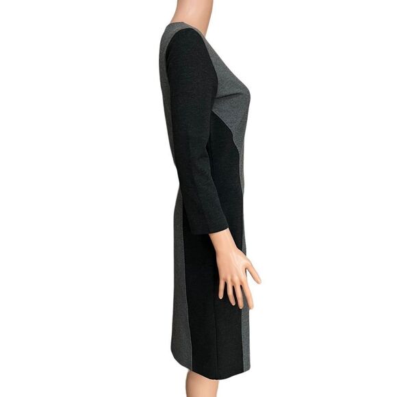 Boss Hugo Boss Charcoal & Black Colorblock 3/4 Sleeve Sheath Dress size S. - Picture 3 of 9